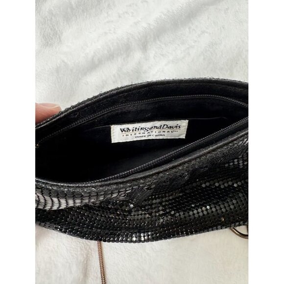 Whiting & Davis Black Mesh Crossbody Evening Bag with Gold Chain Strap - Picture 8 of 10